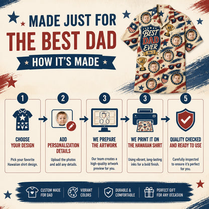 Best Dad Ever Face Medallion Hawaiian Shirt - How to customize