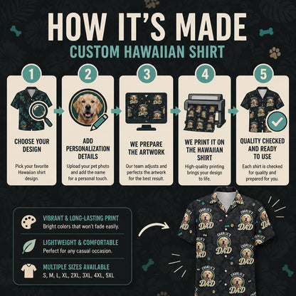 Pet Name’s Dad – AOP Hawaiian Shirt (Photo + Name) - How to customize