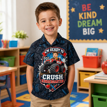 Ready To Crush Kindergarten Monster Truck Photo Kids Hawaiian Shirt - Personalized Hawaiian Kids Shirt - AOP e402a53b-f059-41c8-a1db-654c717b5330.jpg
