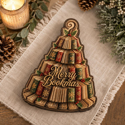 Wooden Book Christmas Tree Block, Merry Bookmas Holiday Decor, Book Lover Christmas Gift, Festive Library Shelf Tabletop Sign e40c6091-932b-4f3e-9cb3-8500f6c9ad2d-1.jpg