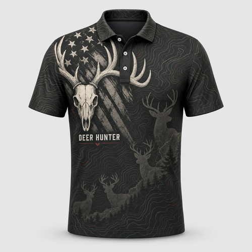 Antler Crest Flag Hunter AOP Polo - Polo shirt - All over printed e40f01c5-6ee9-4542-b911-5d143bf70dba.png