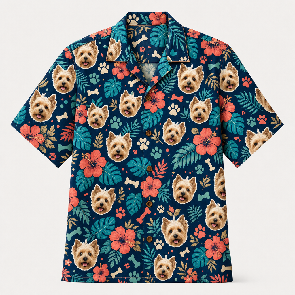 Custom Pet Face Hawaiian Shirt – Paws & Tropics AOP - Hero