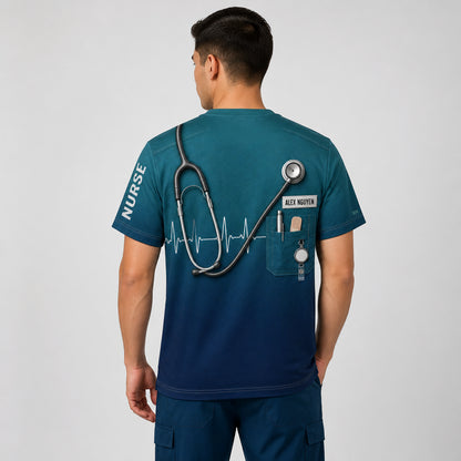 Personalized Nurse Scrubs AOP T‑Shirt with Name Patch - Personalized T-Shirt - All Over Printed e5188824-1d3b-4a70-931f-5ab753febda2.jpg