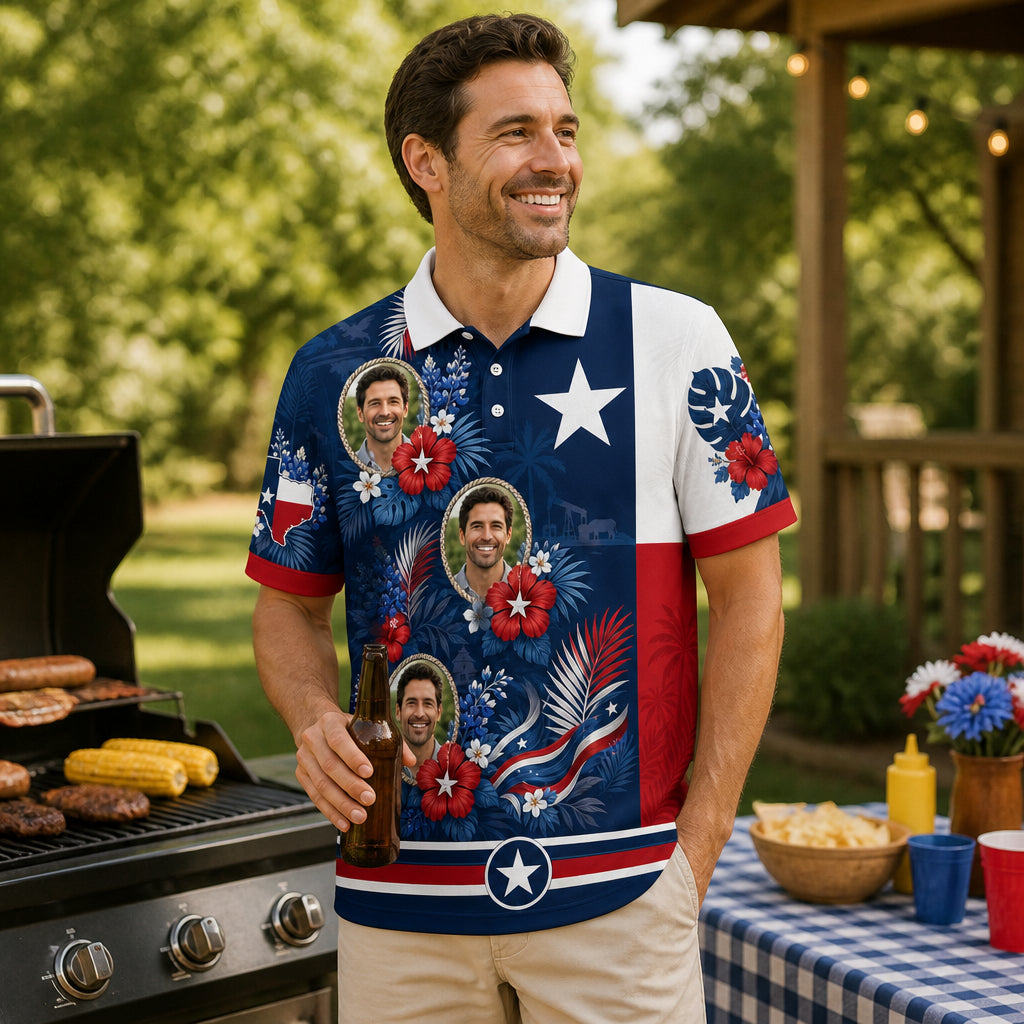 Custom Photo Texas Flag Hawaiian Shirt - How to customize
