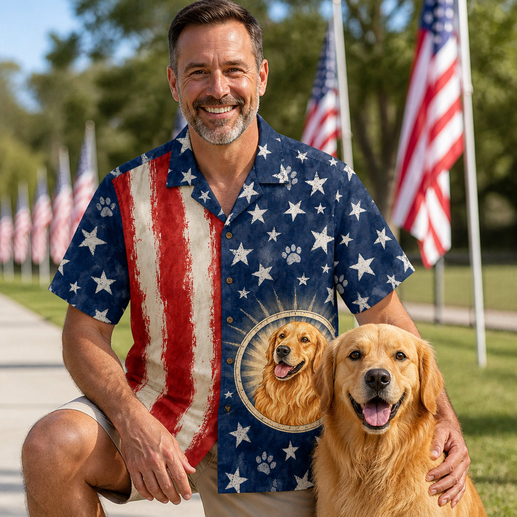 Patriotic Pup Hawaiian Shirt - Lifestyle 1
