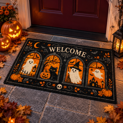 Halloween Welcome Doormat, Spooky Ghost and Black Cat Mat, Witch Pumpkin Front Door Decor, Fall Porch Mat, Haunted Housewarming Gift Decor e6a99661-254e-4cff-a515-3aa08fc49e93-banner-2.png