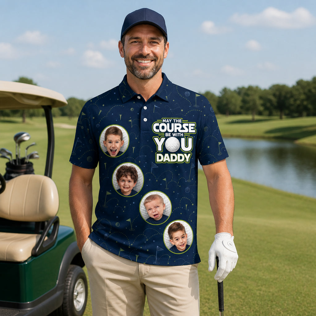 Golf Dad Photo Polo – May The Course Be With You - Lifestyle 1