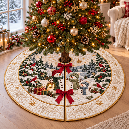 Snowman Family Christmas Tree Skirt, Winter Cardinal Holiday Decor e7c02fef-37dd-43d2-a8ca-7da11c120539-banner-1.png