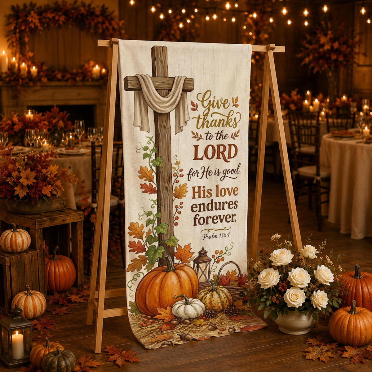 Thanksgiving Psalm 136 Linen Tapestry: Christian Cross Fall Pumpkin Sign e7d0cd70-c224-48d0-b063-29725e3b0e43-1.jpg
