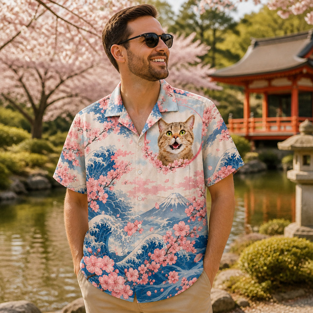 Custom Cat Face Cherry Blossom Japanese - Lifestyle 1