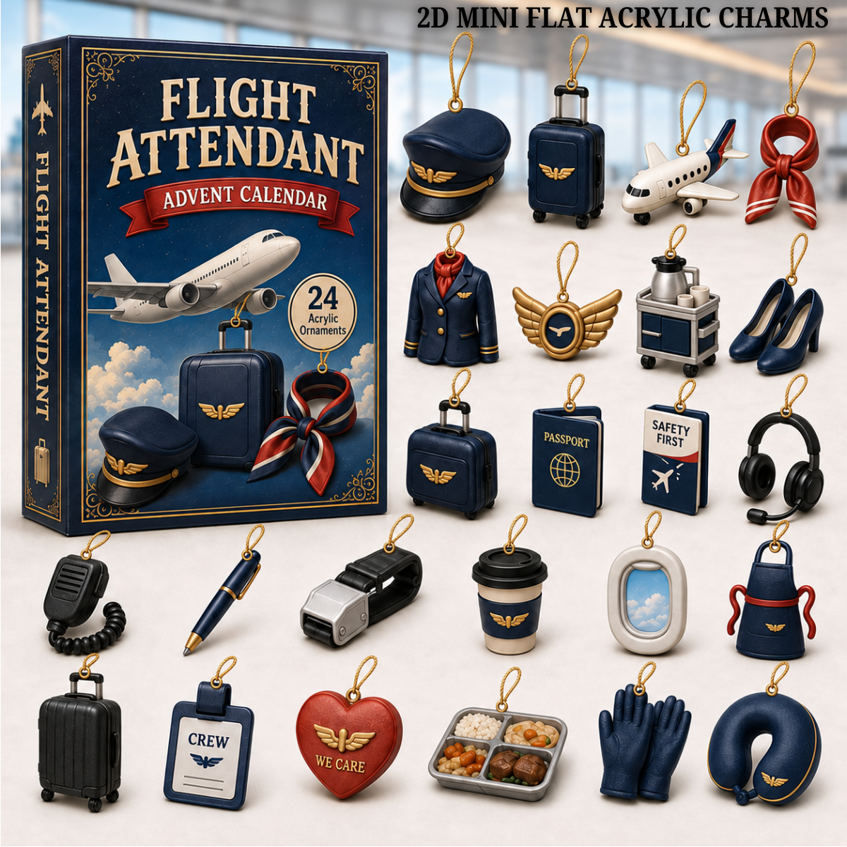 Flight Attendant Advent Calendar 2026 - 24-Day Festive Countdown, Acrylic Charms Blind Box - Gift For Job Lovers e9424e7a-6cc2-46d3-8983-67352f70ae2a-flight-text.png