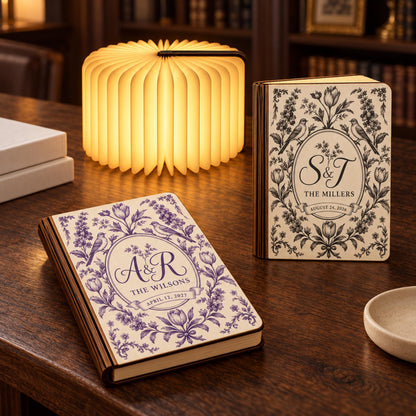 Personalized 3D Page Turning Desk Lamp, Toile De Jouy Floral Monogram Book Lamp, Custom Couple Wedding Lamp, Romantic Anniversary Gift e98bfcee-bf9b-4576-85d6-e897d2bd2244-3.jpg
