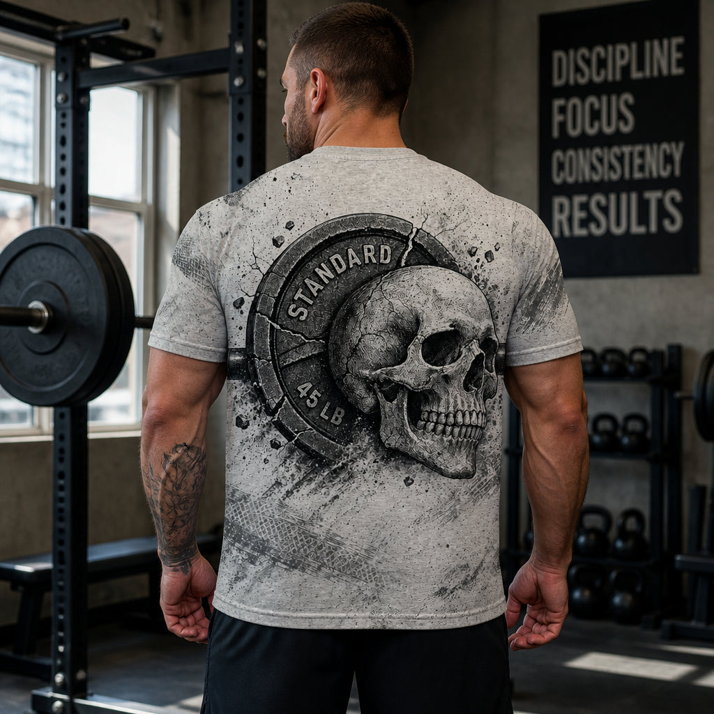 Skull x 45 LB Plate Gym Tee - T-Shirt - All over printed eab86c2f-1580-4c91-91d4-d6bafc3f6071.jpg