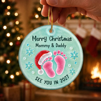 Merry Christmas Mommy & Daddy - Personalized Ceramic Ornament - Baby Announcement, Christmas Gift For New Dad, New Mom eb28f0cc-f21f-4628-8a07-b5253ab0c0df-banner-3.jpeg