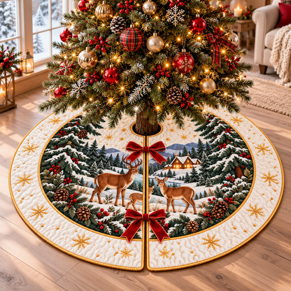 Winter Deer Family Christmas Tree Skirt, Rustic Holiday Decor eb3a5767-3cec-41f1-8e13-60e14606a4b8-1.png