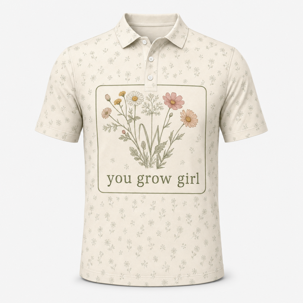 You Grow Girl Wildflower AOP Polo - Polo shirt - All over printed eb4dd60e-af9c-432e-8842-72a534478df1.png