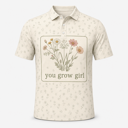 You Grow Girl Wildflower AOP Polo - Polo shirt - All over printed eb4dd60e-af9c-432e-8842-72a534478df1.png