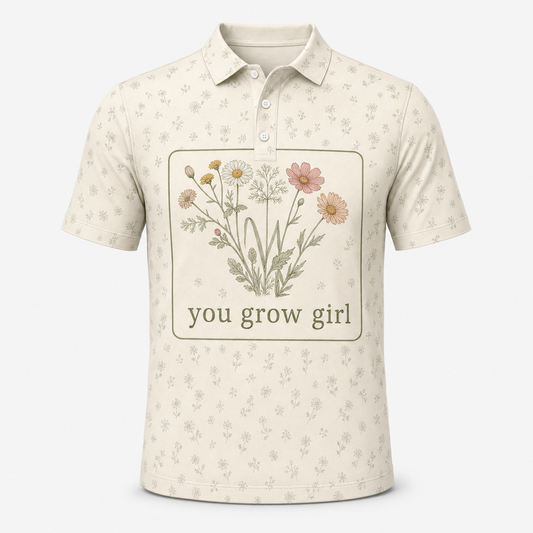 You Grow Girl Wildflower AOP Polo - Polo shirt - All over printed eb4dd60e-af9c-432e-8842-72a534478df1.png