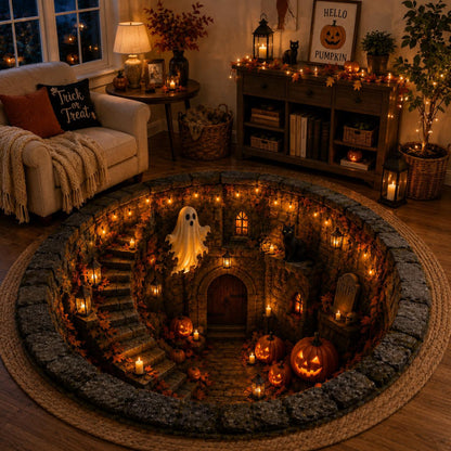 Flat Halloween Haunted Well Round Rug, 3D Ghost Skeleton Black Cat Carpet, Pumpkin Cellar Illusion Floor Decor ecd3a049-9d34-4bfd-95ae-fc0a29cdb369-3.jpg