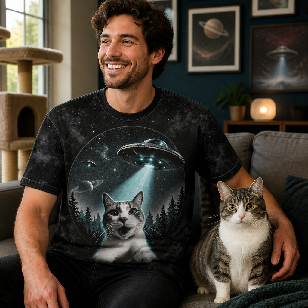 Custom Pet UFO Poster Tee - Lifestyle 1