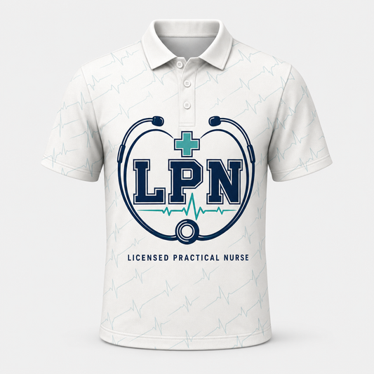 LPN Licensed Practical Nurse Crest Polo - Polo shirt - All over printed ed281b73-c85e-4d8c-8818-c0585f3e603a.png