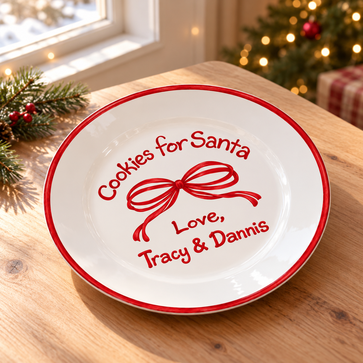 Custom Cookies For Santa Plate, Christmas Tradition, Ribbon & Holly, Housewarming Family Christmas Gift ed3e5db7-3a90-4512-80c8-d2fdbabf14fc-banner-2.png
