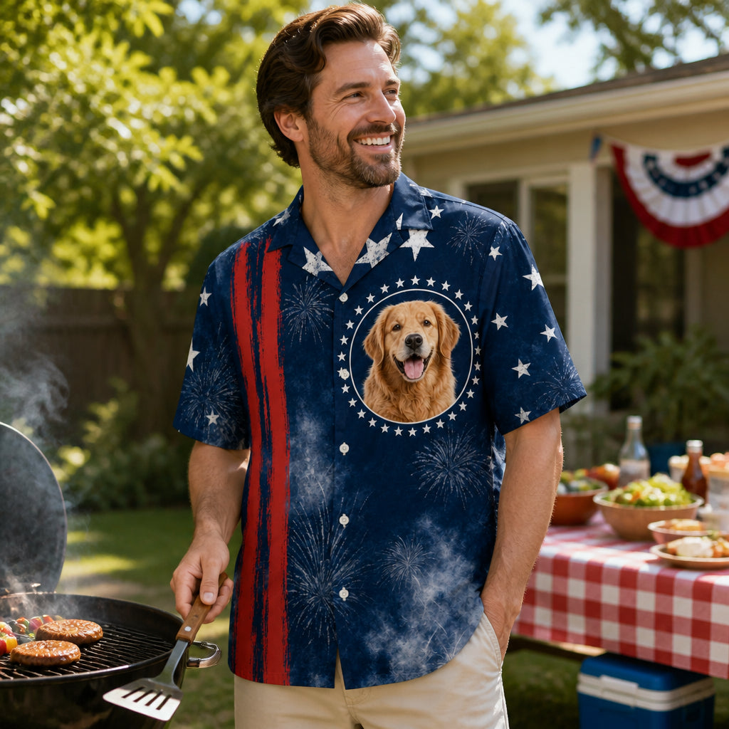 Patriotic Pet Photo Hawaiian Shirt - Lifestyle 2