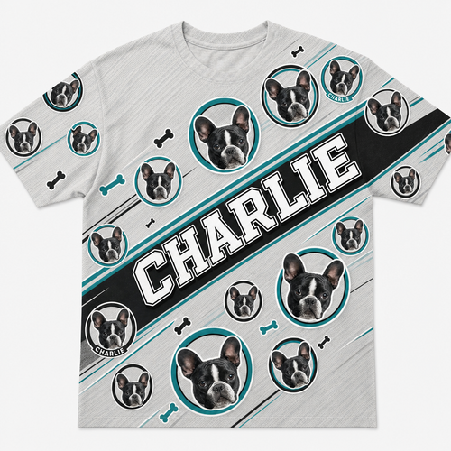 Custom Pet Face AOP Tee with Name Banner - Hero