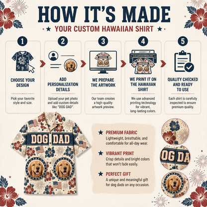 Patriotic Dog Dad Hawaiian Shirt – 2 Pet Photo Edition - How to customize