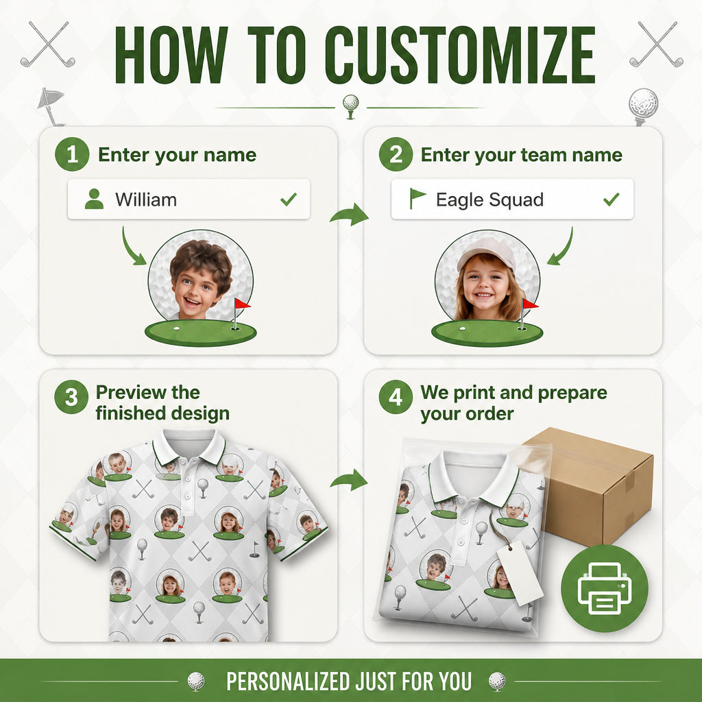 Custom Kids Face Golf Polo – AOP - How to customize