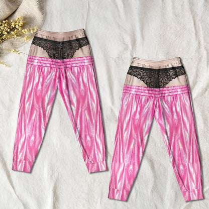 Festive Shimmer Sweatpants with Black Lace Underwear Illusion Print, Christmas Gift For Friends ee0f2412-60fd-425c-81ab-8ebc9cfe8d89-2.webp