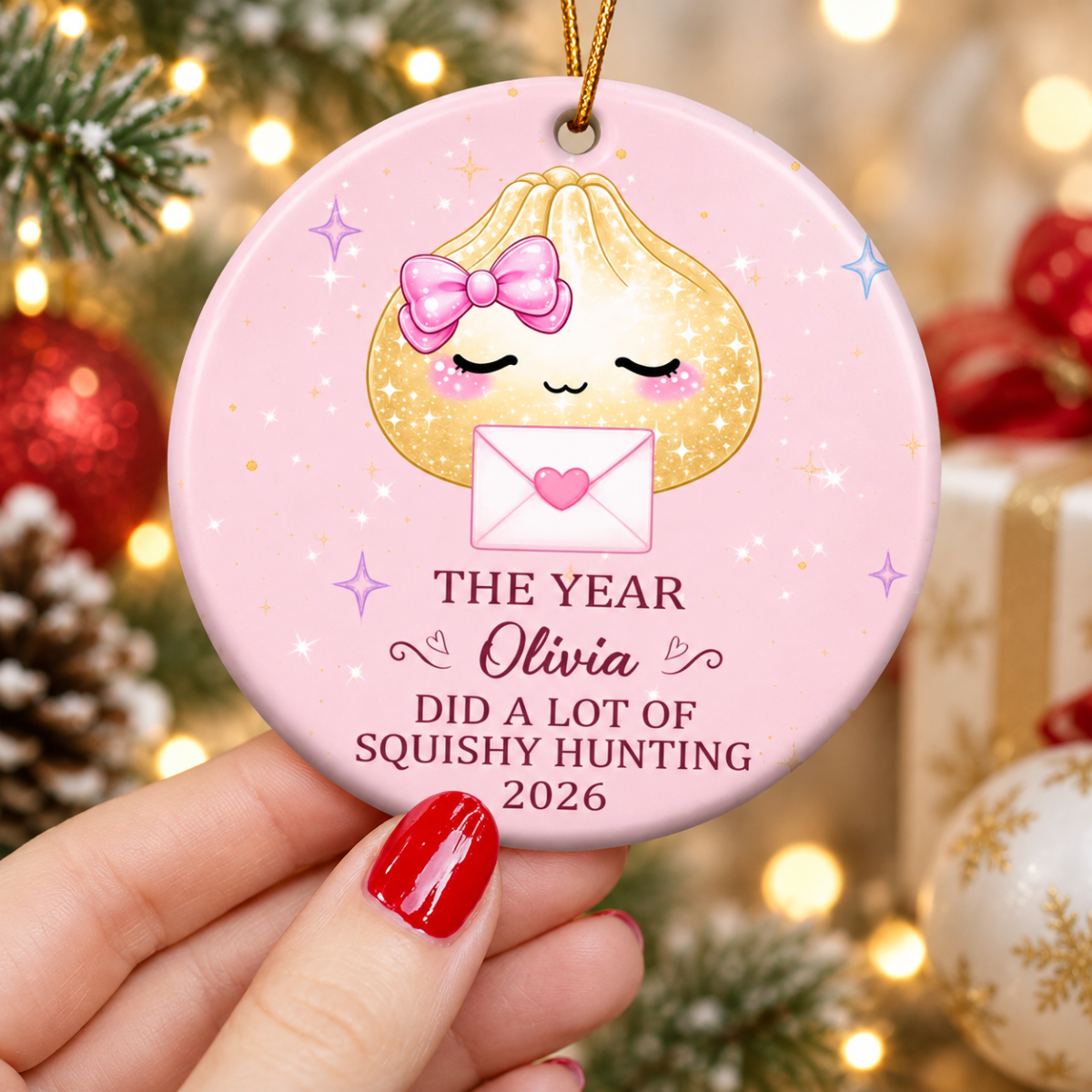 Cute Gift For Kids 2026 Cute Dumpling Squishy Hunter - Personalized Ornament - Gift For Kid, Famlily ee5d220a-77b0-4666-a548-9843cf359773-10.png