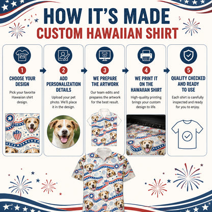 Patriotic Pet Face Hawaiian Shirt – Photo Upload - How to customize