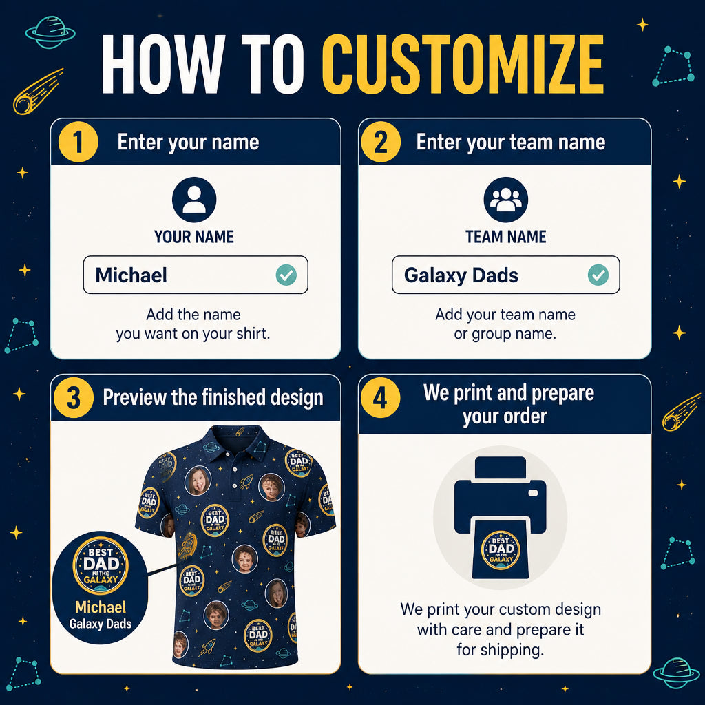 Best Dad in the Galaxy — Kids Photo AOP Polo - How to customize