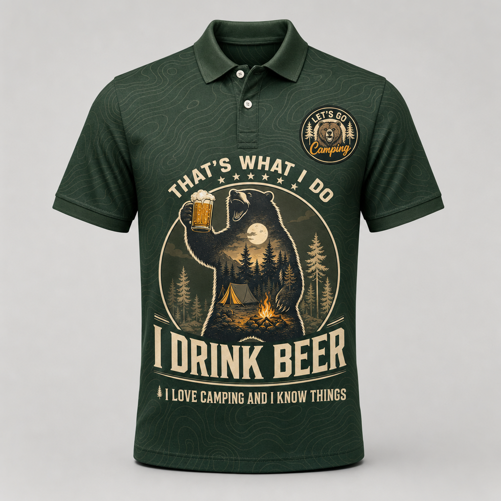 Camping Beer Bear AOP Polo - Polo shirt - All over printed ee8b97d2-5998-4a8a-bb3b-d9816f977714.png