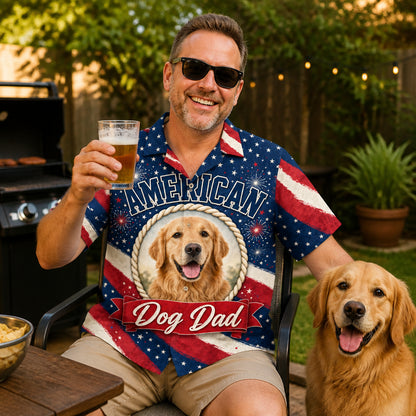American Dog Dad Photo Hawaiian Shirt - Lifestyle 2