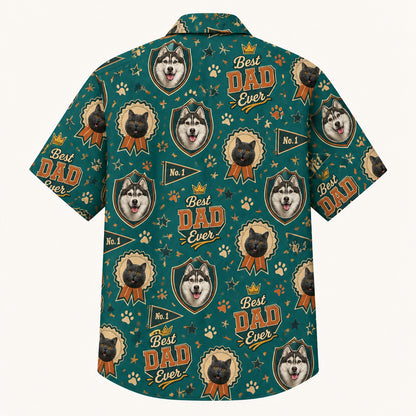 Best Dad Ever Pet Photo Hawaiian Shirt - Back view