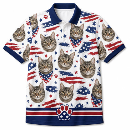 Custom Cat Photo Patriotic Shirt - Hero