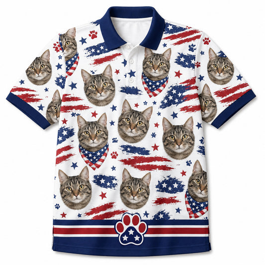 Custom Cat Photo Patriotic Shirt - Hero