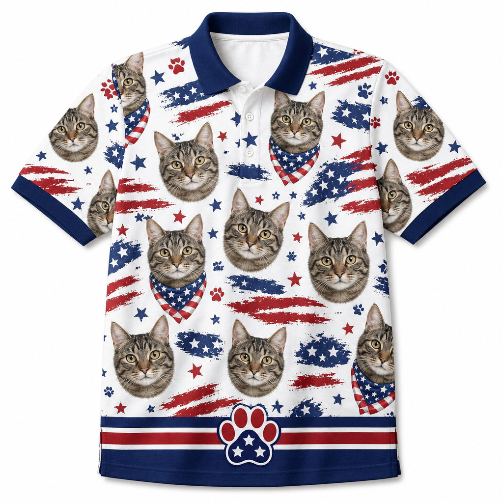 Custom Cat Photo Patriotic Shirt - Hero