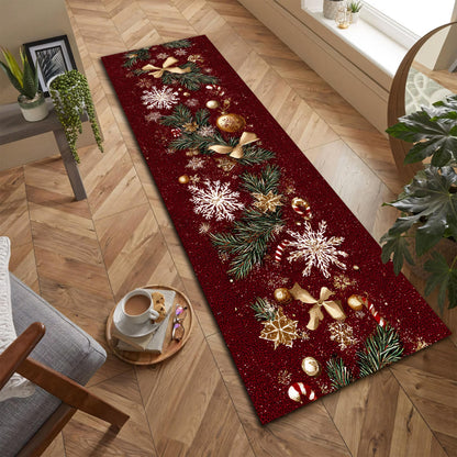 Luxury Red Christmas Runner Rug, Festive Holiday Carpet with Gold Snowflakes, Pine Branches, and Ornaments for Hallway, Entryway Décor ef964048-0966-447d-bea4-bad573dd3e0b-4.jpg