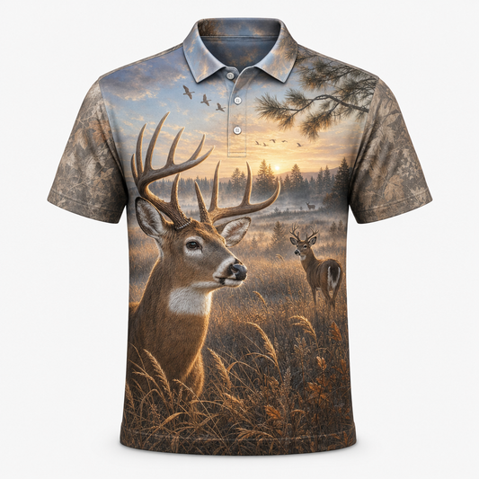 Whitetail Dawn AOP Polo - Polo shirt - All over printed efc5402f-377b-49c0-858e-11a0bdd0e0b3.png
