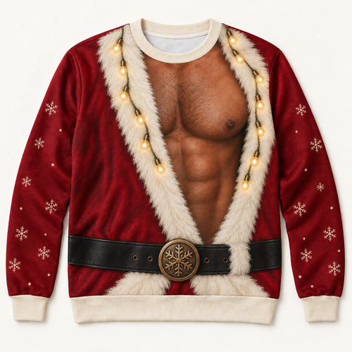 Golden Glow Santa — Funny Illusion Christmas Sweatshirt