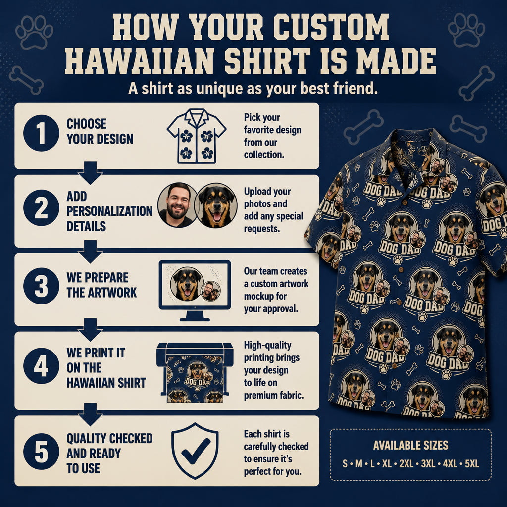 Custom Dog Dad Hawaiian Shirt – Upload Pet Photo - How it is made