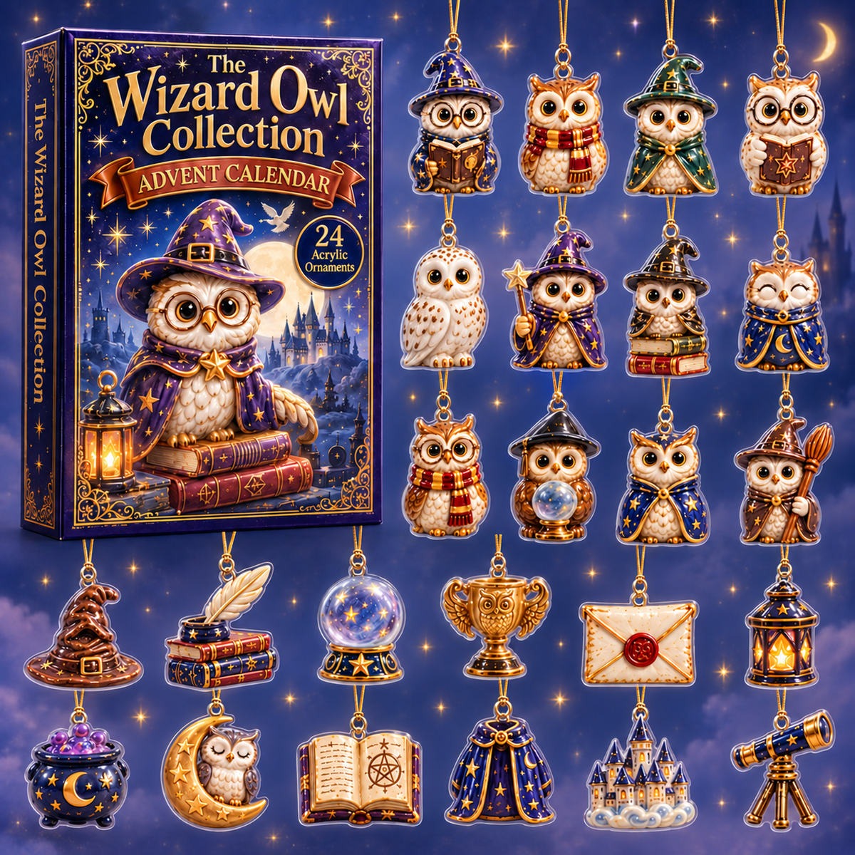 Wizard Owl Collection Advent Calendar 2026 - 24-Day Festive Countdown, Acrylic Charms Blind Box - Gift For Owl Lovers f0c81c1c-2312-4f67-9a9a-892400334caa-owl-box-charms.png