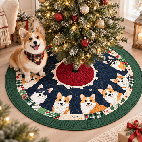 Corgi Christmas Tree Skirt – Quilted Patchwork Holiday Decor for Dog Lovers f16adbd3-98b6-4cb1-a6f9-ae707ec8e8c5-cunss.png
