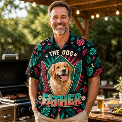 The Dog Father — Custom Pet Photo Hawaiian Shirt - Lifestyle 2