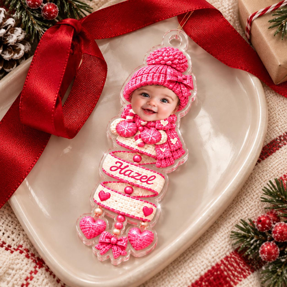 Personalized Baby Face Photo Spiral Ornament, Custom Name Snowman Acrylic Ornament, 2D Flat Faux Spiral Christmas Tree Decor, Christmas Gift f1a0e887-9b23-46db-a9cb-48bcb695e561-10.jpg