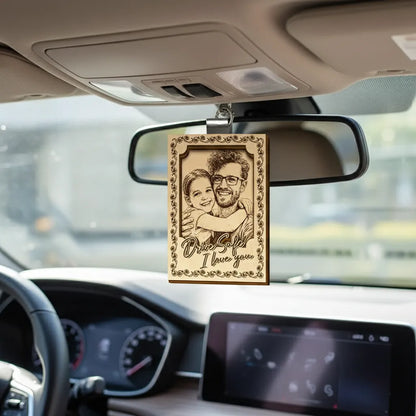 Custom Photo Pencil Sketch Drive Safe I Love You - Personalized Custom Shaped Car Visor Clip
