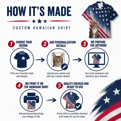 Custom Photo Patriotic Cat Hawaiian Shirt - How to customize